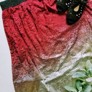 LuLaRoe | Elegant Red + Dipped Silver Lola Skirt